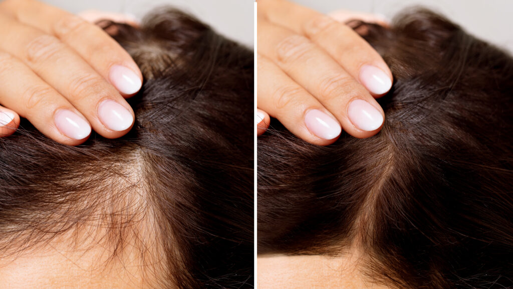 Woman Before And After Hair Loss Treatment